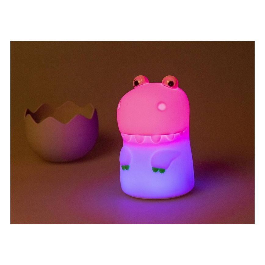 MegaLight - LED RGB Himmennettävä ladattava lasten kosketus lamppu DIGGY DINO LED/5V