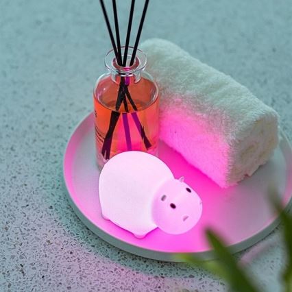 MegaLight - LED RGB Ladattava lasten kosketus kylpyamme lamppu SWIMMY HIPPO LED/5V IP67