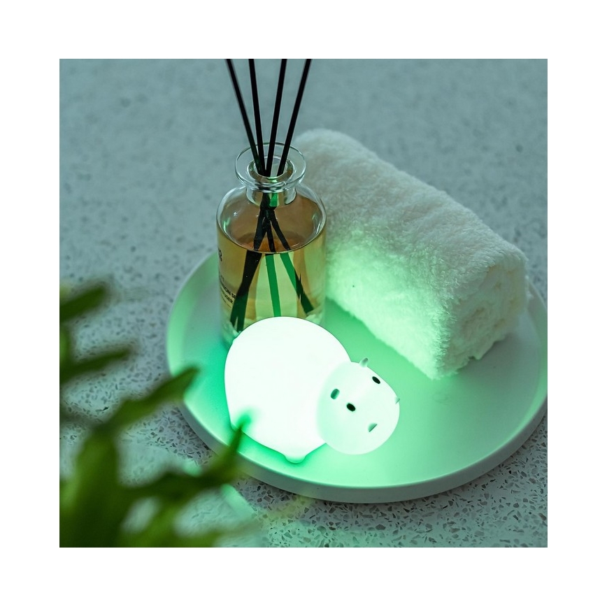 MegaLight - LED RGB Ladattava lasten kosketus kylpyamme lamppu SWIMMY HIPPO LED/5V IP67