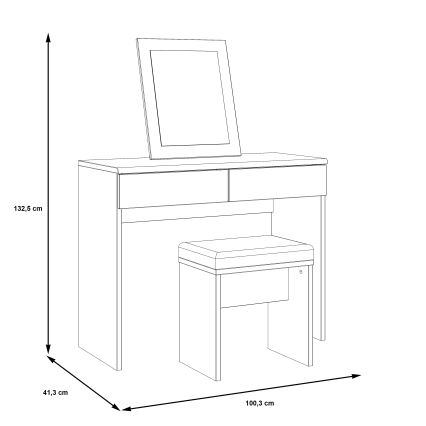 Meikkipöytä ERO + taburetti ruskea/musta