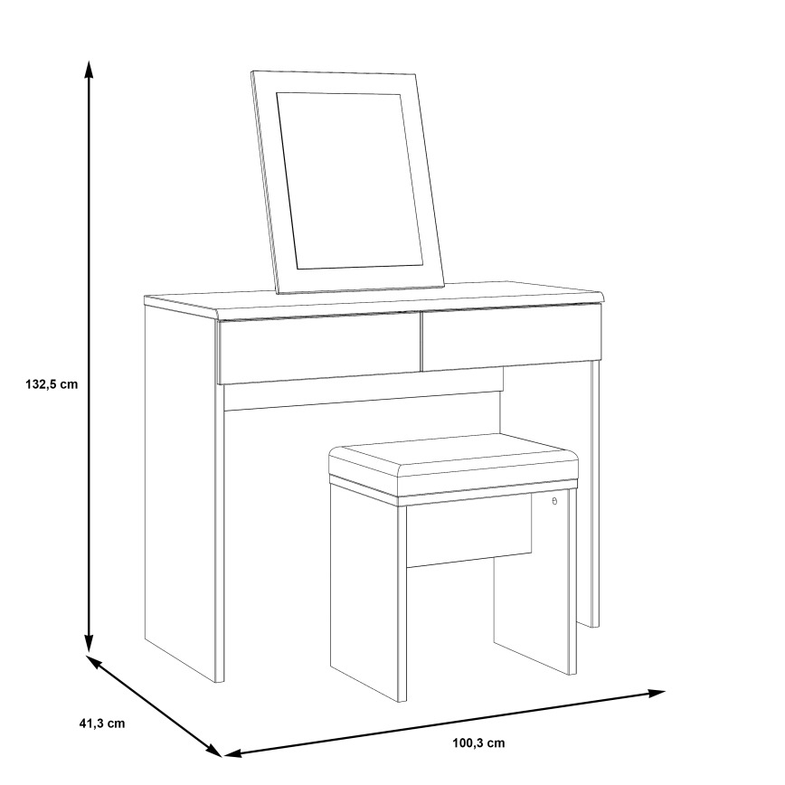 Meikkipöytä ERO + taburetti ruskea/musta