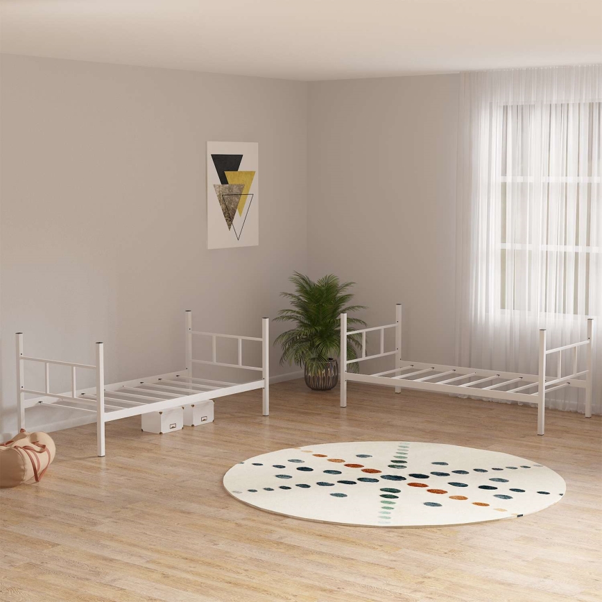 Metallinen kerrossänky MAVEN 90x200 cm valkoinen kantavuus 2x100 kg