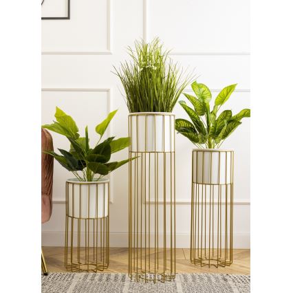 Metallinen kukkaruukku LOFT 42x20 cm kulta/valkoinen