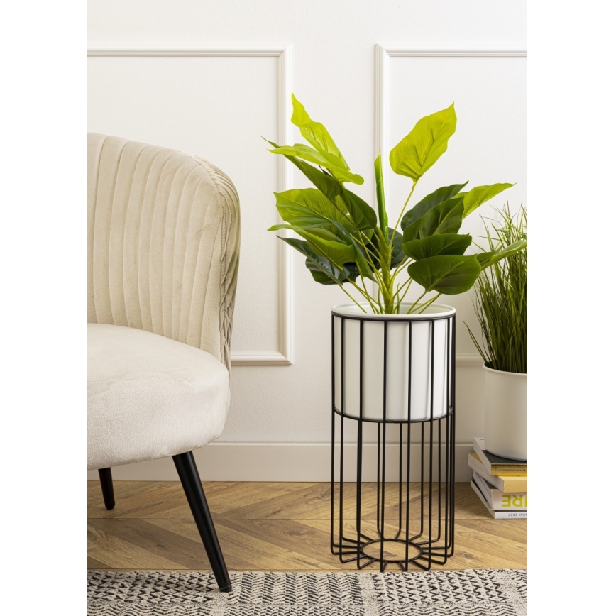 Metallinen kukkaruukku LOFT 42x20 cm musta/valkoinen