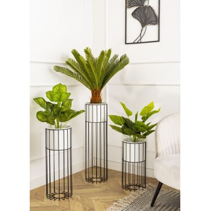 Metallinen kukkaruukku LOFT 42x20 cm musta/valkoinen