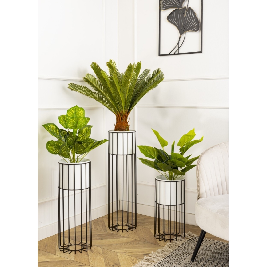 Metallinen kukkaruukku LOFT 42x20 cm musta/valkoinen