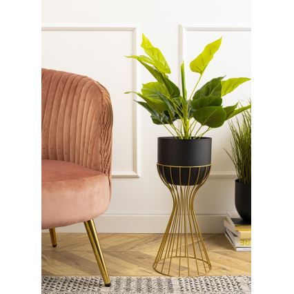 Metallinen kukkaruukku LOFT 46x20 cm kulta/musta