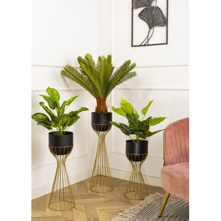 Metallinen kukkaruukku LOFT 46x20 cm kulta/musta