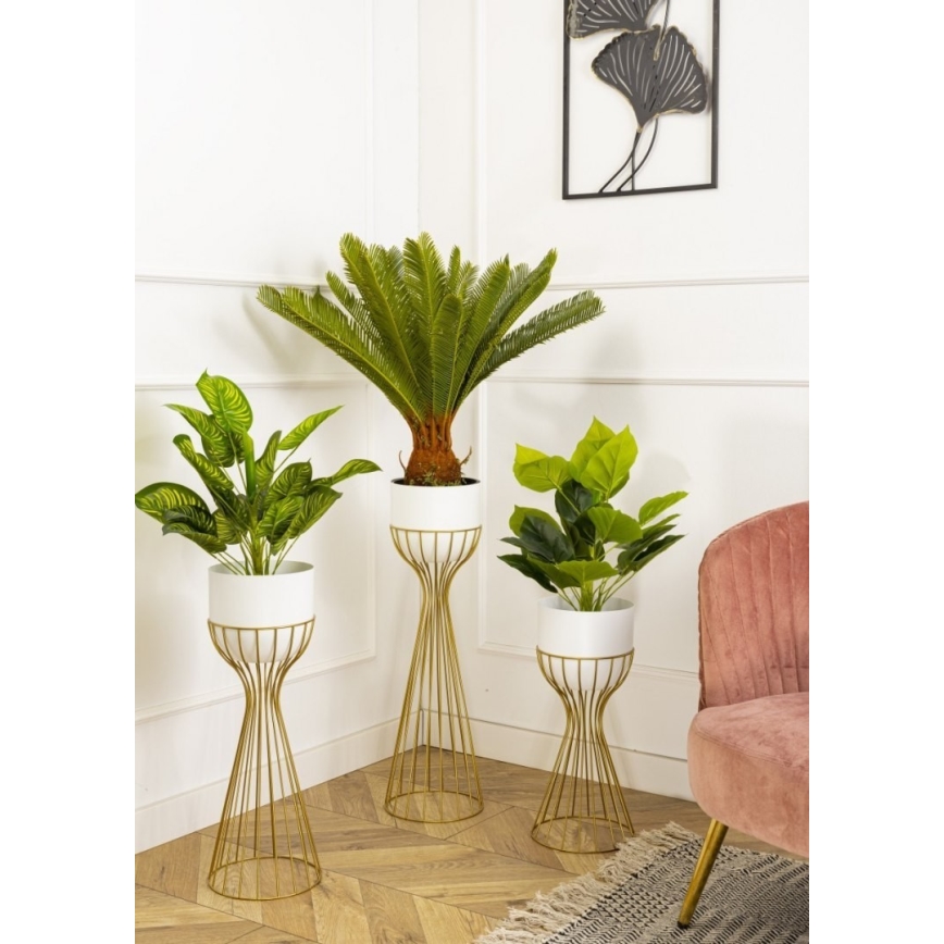 Metallinen kukkaruukku LOFT 46x20 cm kulta/valkoinen