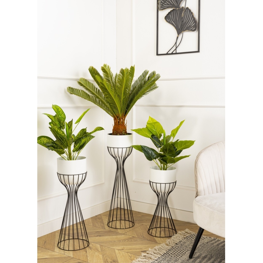 Metallinen kukkaruukku LOFT 46x20 cm musta/valkoinen