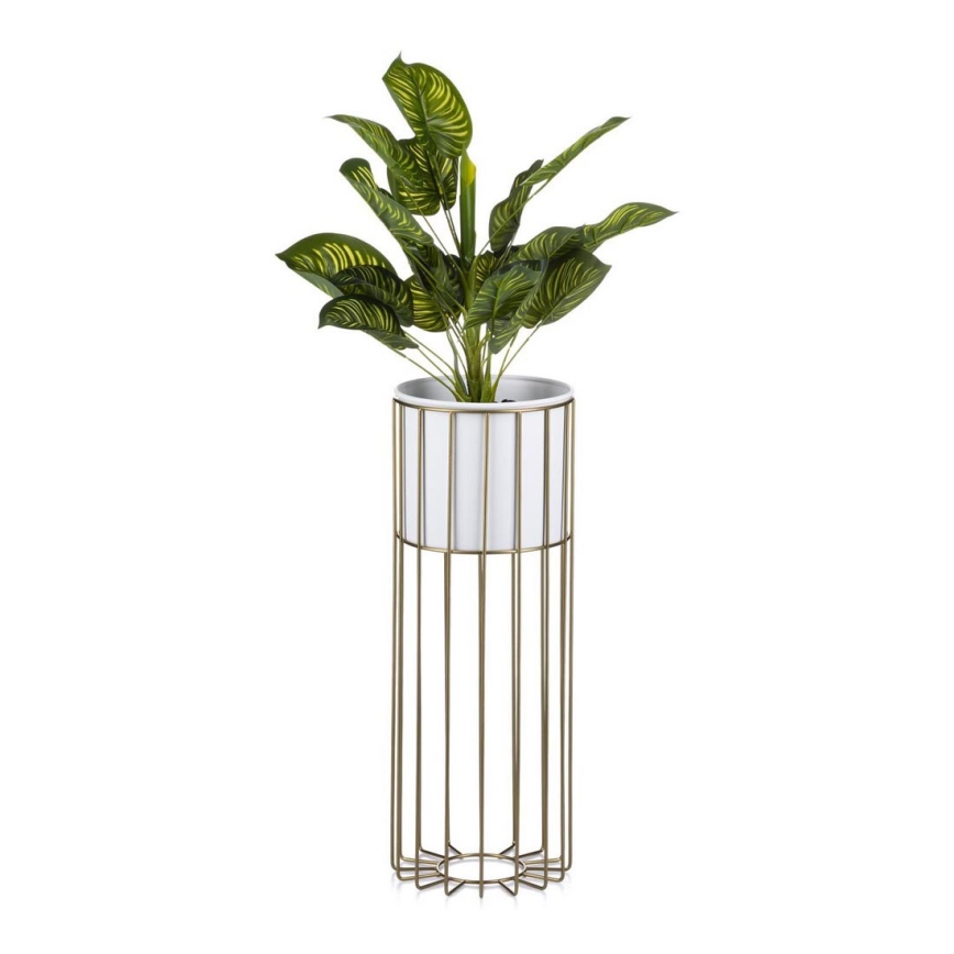 Metallinen kukkaruukku LOFT 55x20 cm kulta/valkoinen
