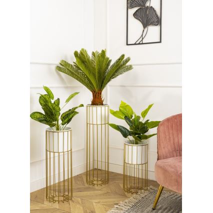 Metallinen kukkaruukku LOFT 55x20 cm kulta/valkoinen