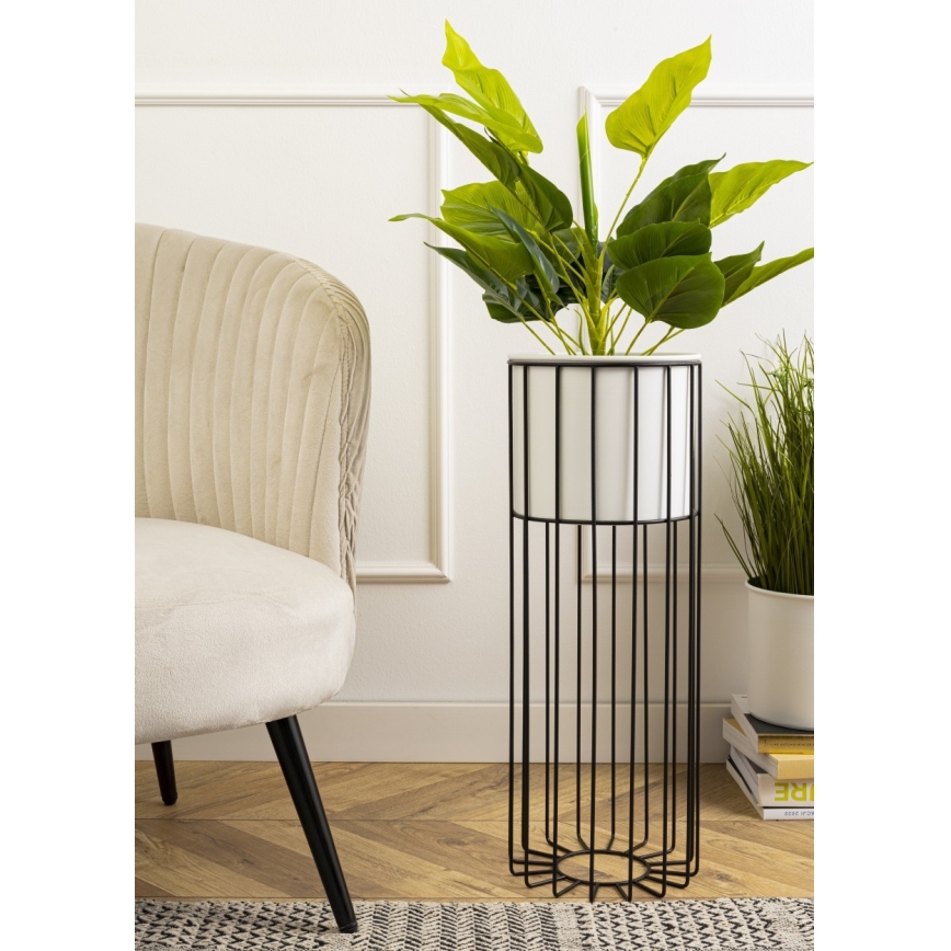 Metallinen kukkaruukku LOFT 55x20 cm musta/valkoinen