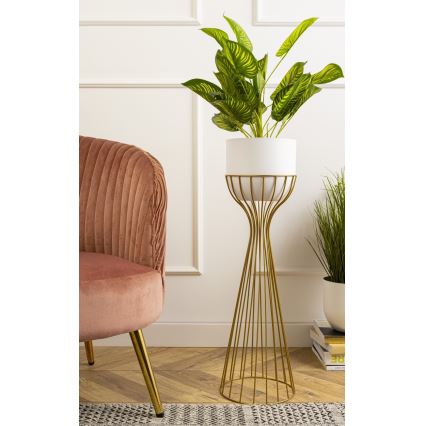 Metallinen kukkaruukku LOFT 68x20 cm kulta/valkoinen