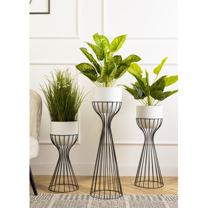 Metallinen kukkaruukku LOFT 68x20 cm musta/valkoinen