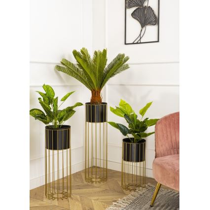 Metallinen kukkaruukku LOFT 70x20 cm kulta/musta