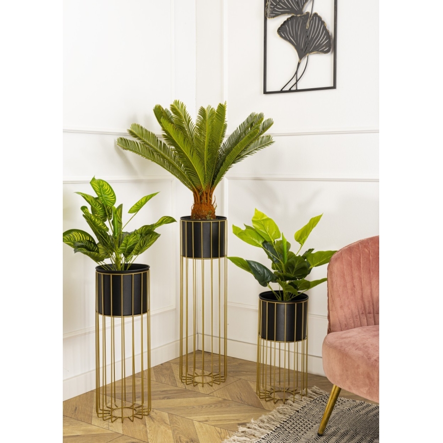 Metallinen kukkaruukku LOFT 70x20 cm kulta/musta