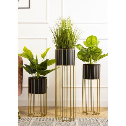 Metallinen kukkaruukku LOFT 70x20 cm kulta/musta