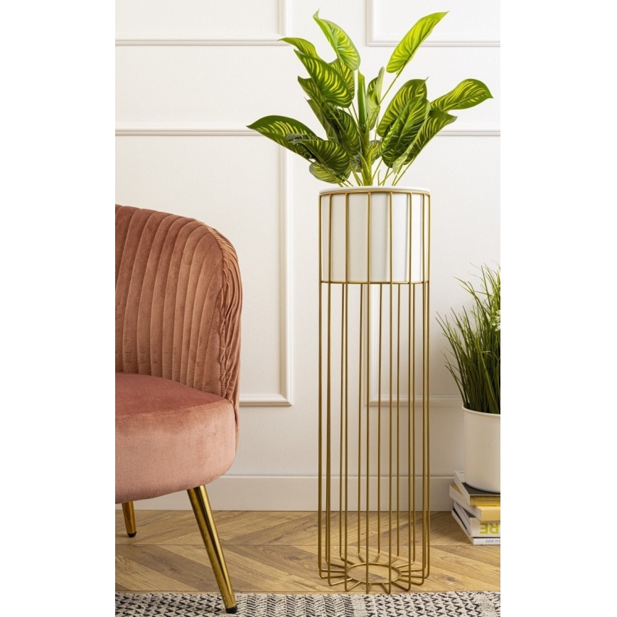 Metallinen kukkaruukku LOFT 70x20 cm kulta/valkoinen