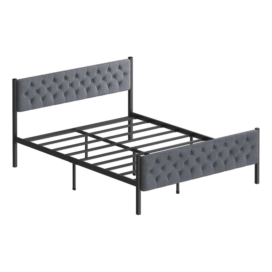 Metallinen parivuode KAROM 140 x 200 cm, harmaa, kantavuus 200 kg