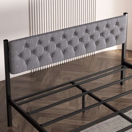Metallinen parivuode KAROM 140 x 200 cm, harmaa, kantavuus 200 kg