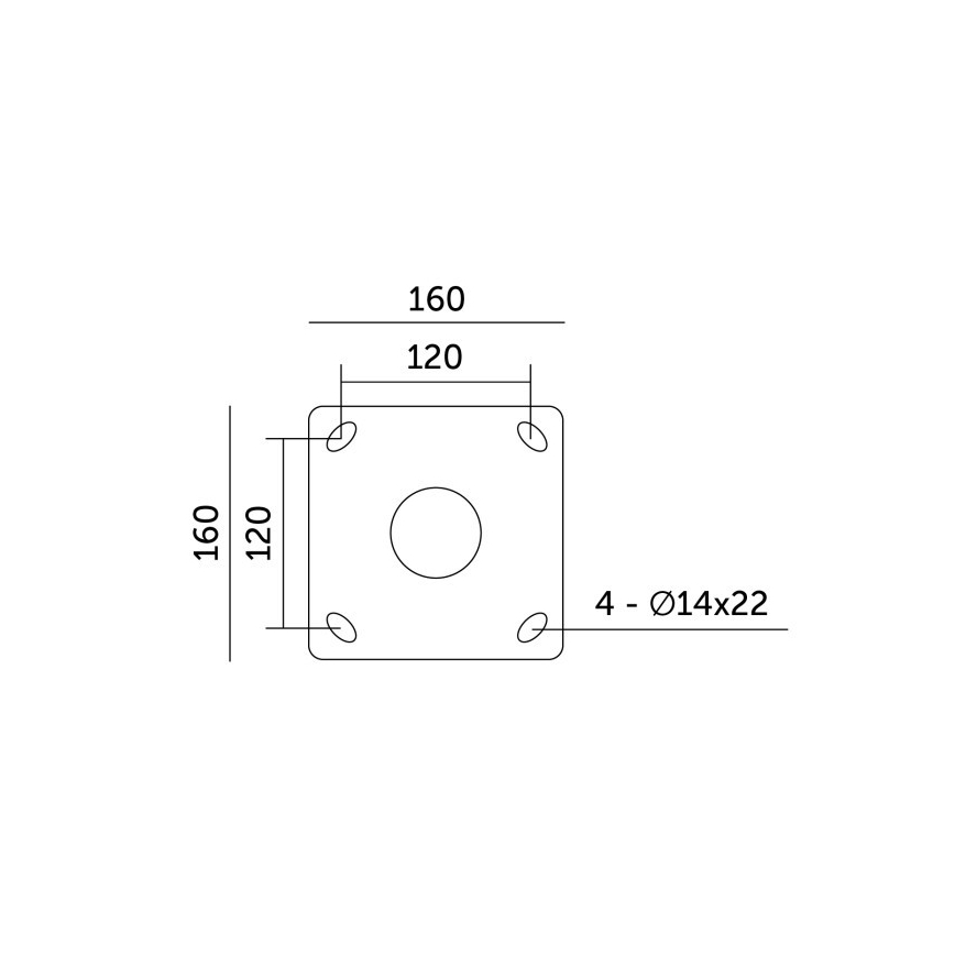 Metallinen pylväs ulkovalaistukseen BASE, 4 m, Ø 60 mm, musta