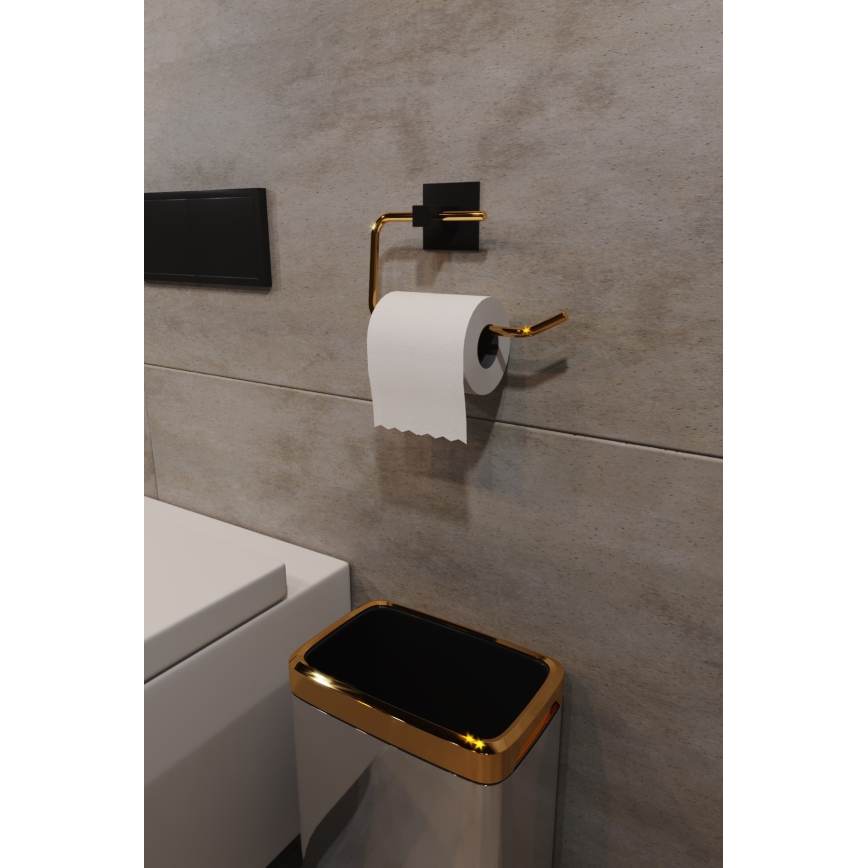 Metallinen wc-paperiteline 8x16 cm musta/kulta