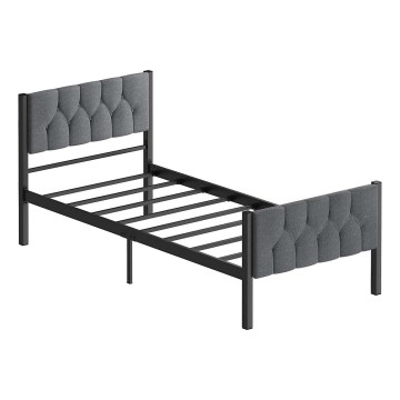 Metallinen yhden hengen sänky KAROM 90x200 cm, harmaa, kantavuus 120 kg
