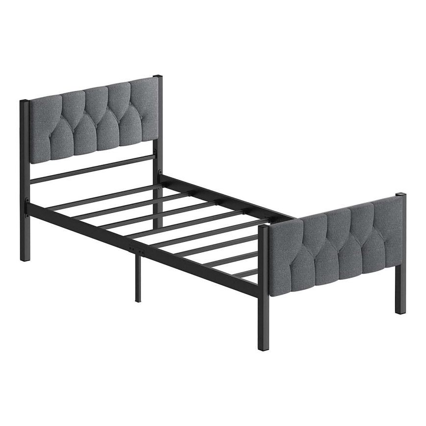 Metallinen yhden hengen sänky KAROM 90x200 cm, harmaa, kantavuus 120 kg