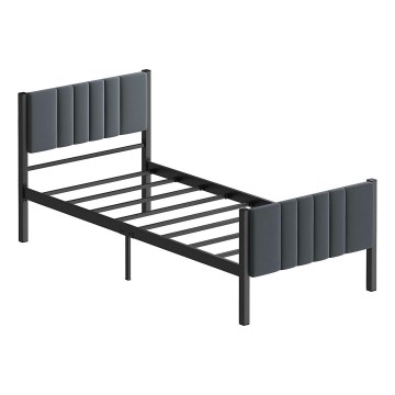 Metallinen yhden hengen sänky LUNOR, 90 x 200 cm, antrasiitti, kantavuus 120 kg