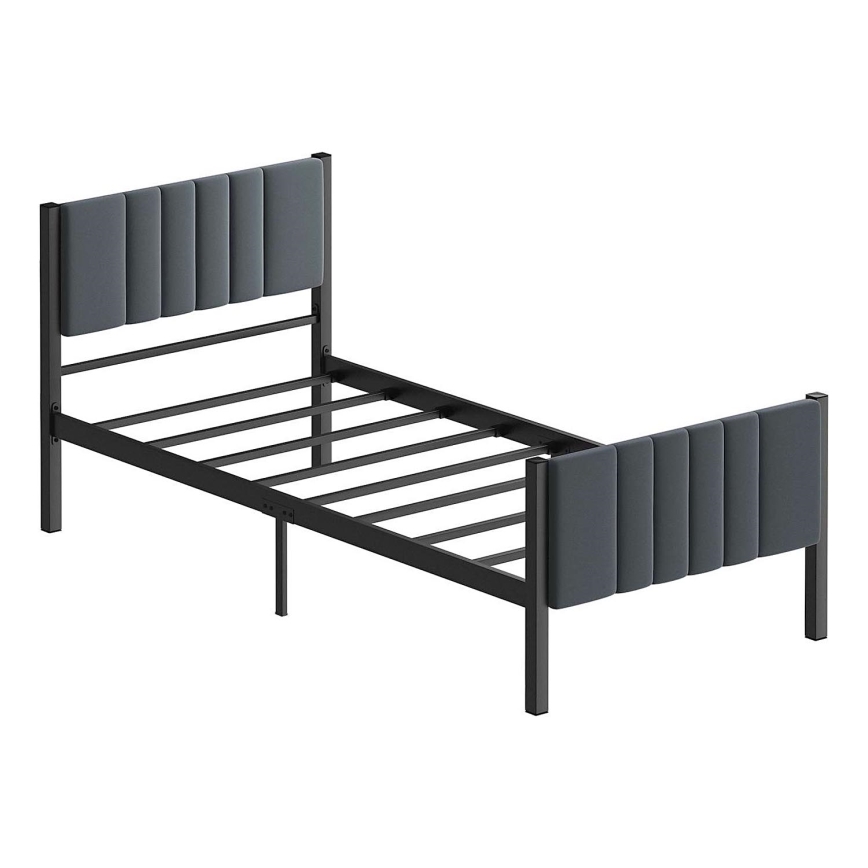 Metallinen yhden hengen sänky LUNOR, 90 x 200 cm, antrasiitti, kantavuus 120 kg