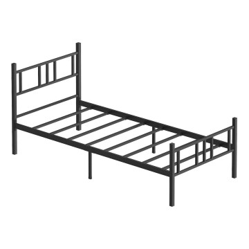 Metallinen yhden hengen sänky PIRON, 90x200 cm, musta, kantavuus 120 kg