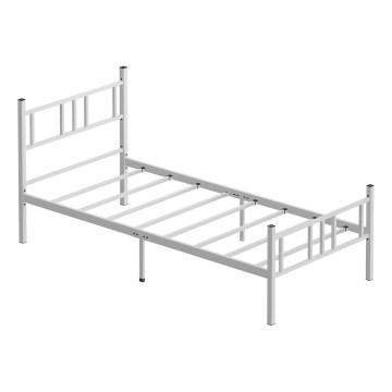 Metallinen yhden hengen sänky PIRON, 90x200 cm, valkoinen, kantavuus 120 kg
