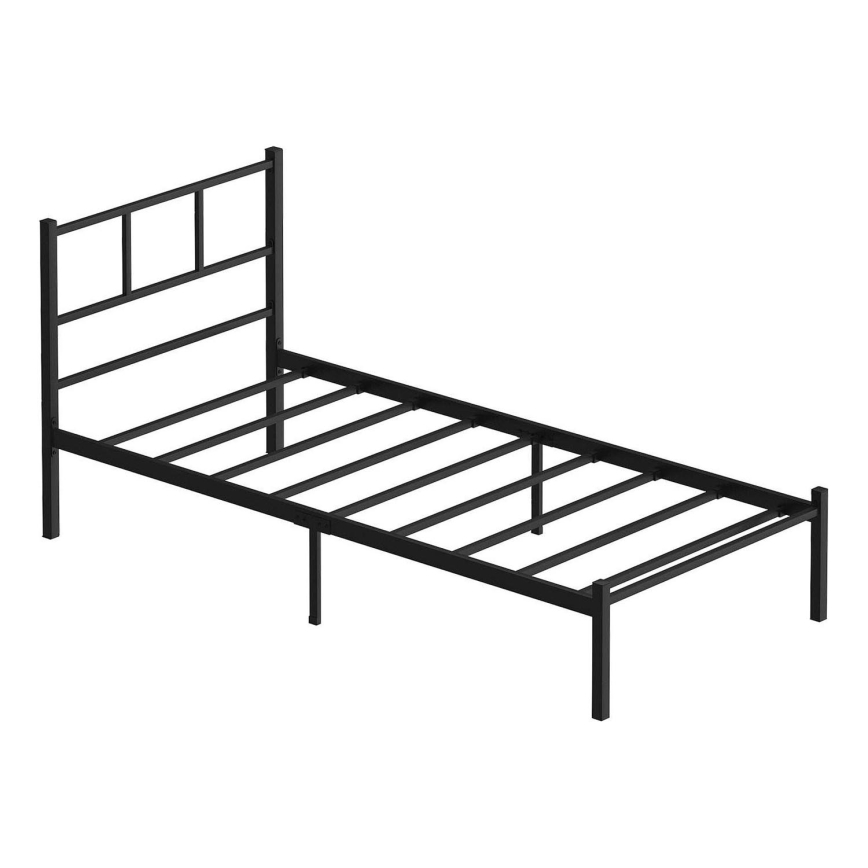 Metallinen yhden hengen sänky ROVAN 90x200 cm, musta, kantavuus 120 kg
