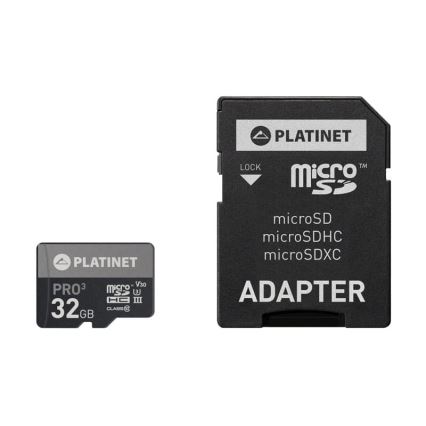 MicroSDHC 32GB U3 Pro 90MB/s + SD adapteri
