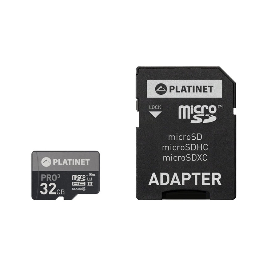 MicroSDHC 32GB U3 Pro 90MB/s + SD adapteri