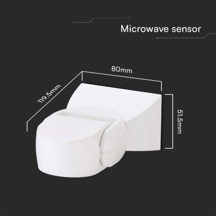 Microwave ulko motion sensori 180° 230V IP65 valkoinen