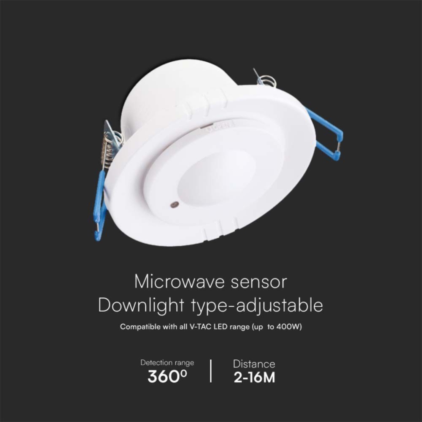 Microwave upotettu motion sensori 360° 230V valkoinen