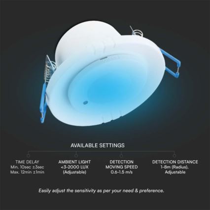Microwave upotettu motion sensori 360° 230V valkoinen