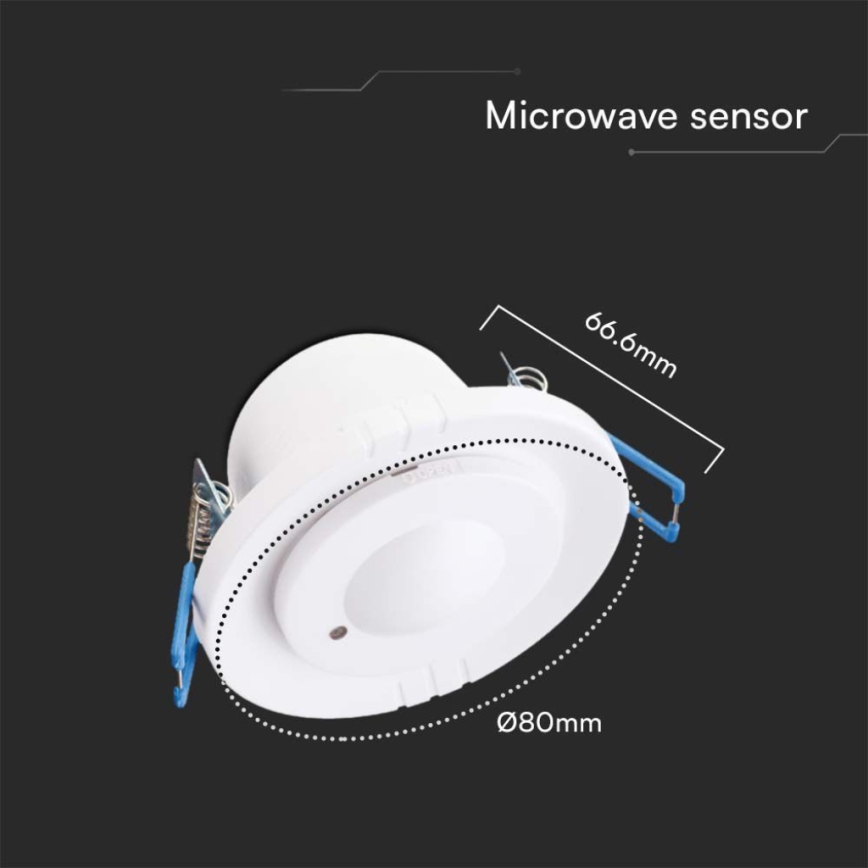 Microwave upotettu motion sensori 360° 230V valkoinen