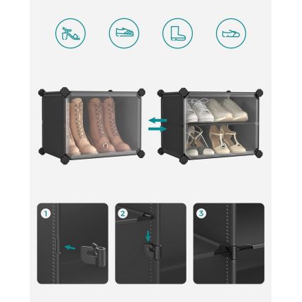 Modulaarinen BOXIFY-hylly lokeroilla, musta