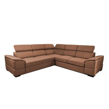 Monikäyttöinen kulmasohva, avattava vuoteeksi ja säilytystilalla GRANADA ruskea