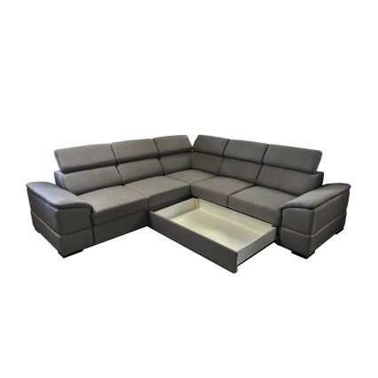 Monikäyttöinen, vuoteeksi avattava kulmasohva säilytystilalla GRANADA, tummanharmaa