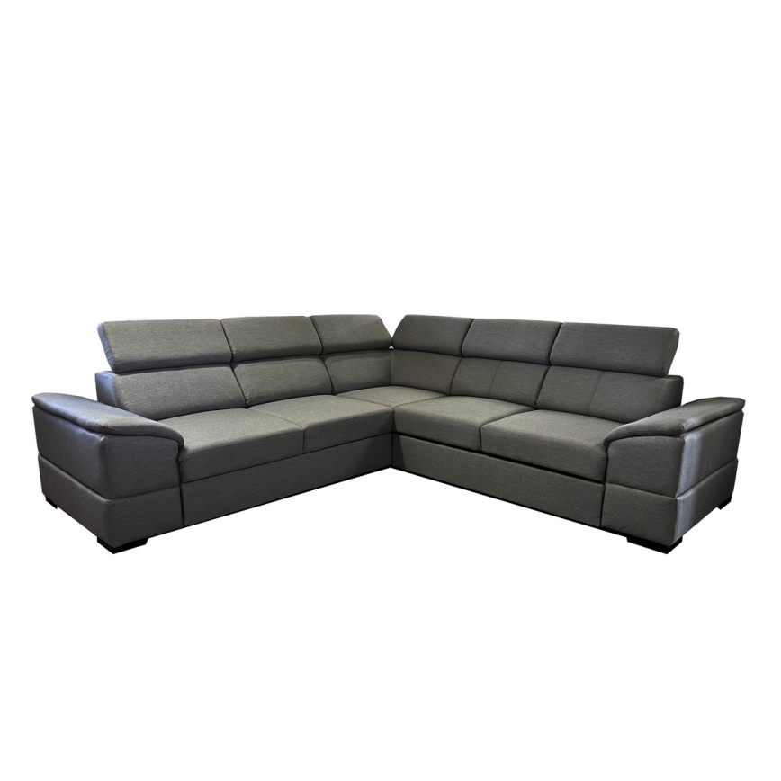 Monikäyttöinen, vuoteeksi avattava kulmasohva säilytystilalla GRANADA, tummanharmaa