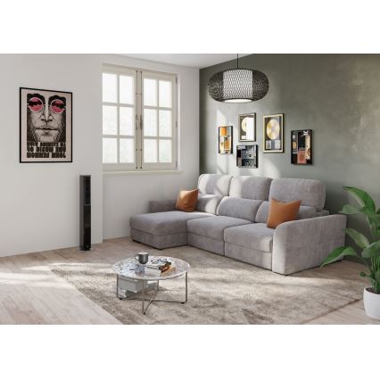 TRENTO taupe — monikäyttöinen 3-paikkainen kulmasohva, vuoteeksi avattava, säilytystilalla