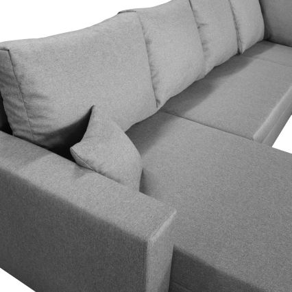 Monikäyttöinen U-muotoinen vuodemallinen kulmasohva säilytystilalla SEYA, harmaa