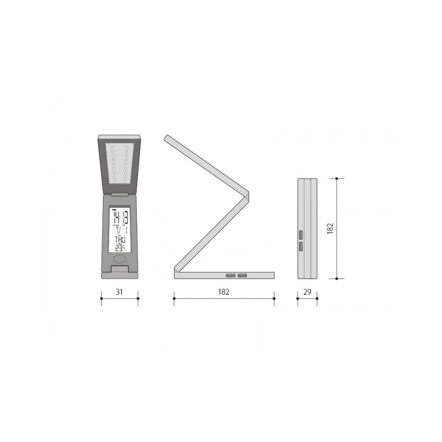 Monitoiminen LED-pöytävalaisin USB LED/1,5W/USB valkoinen 800 mA