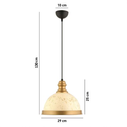 MONZA-riippuvalaisin kaapelilla 1xE27/40W/230V, halkaisija 29 cm, kerma/pronssi