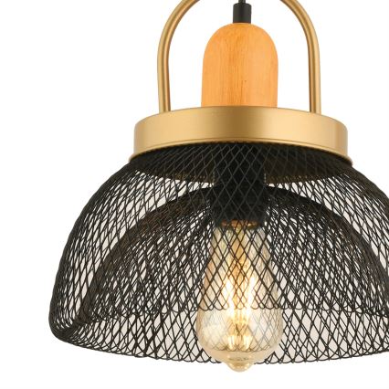 MONZA-riippuvalaisin vaijerilla, 1 x E27, 40 W, 230 V, halkaisija 29 cm, musta/kultainen