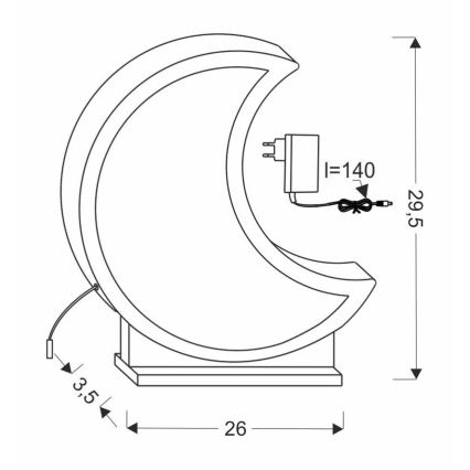 MOON LED/12W/230V keltainen lasten pöytälamppu